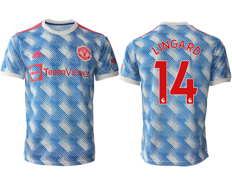 Men 2021-2022 Club Manchester United away aaa version blue #14 Soccer Jersey->manchester united jersey->Soccer Club Jersey